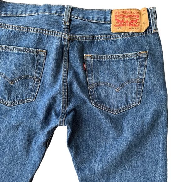 Levis 501 Mens‎ Button Fly Straight Leg Medium Wash Jeans Size W34x L34 - Picture 9 of 12